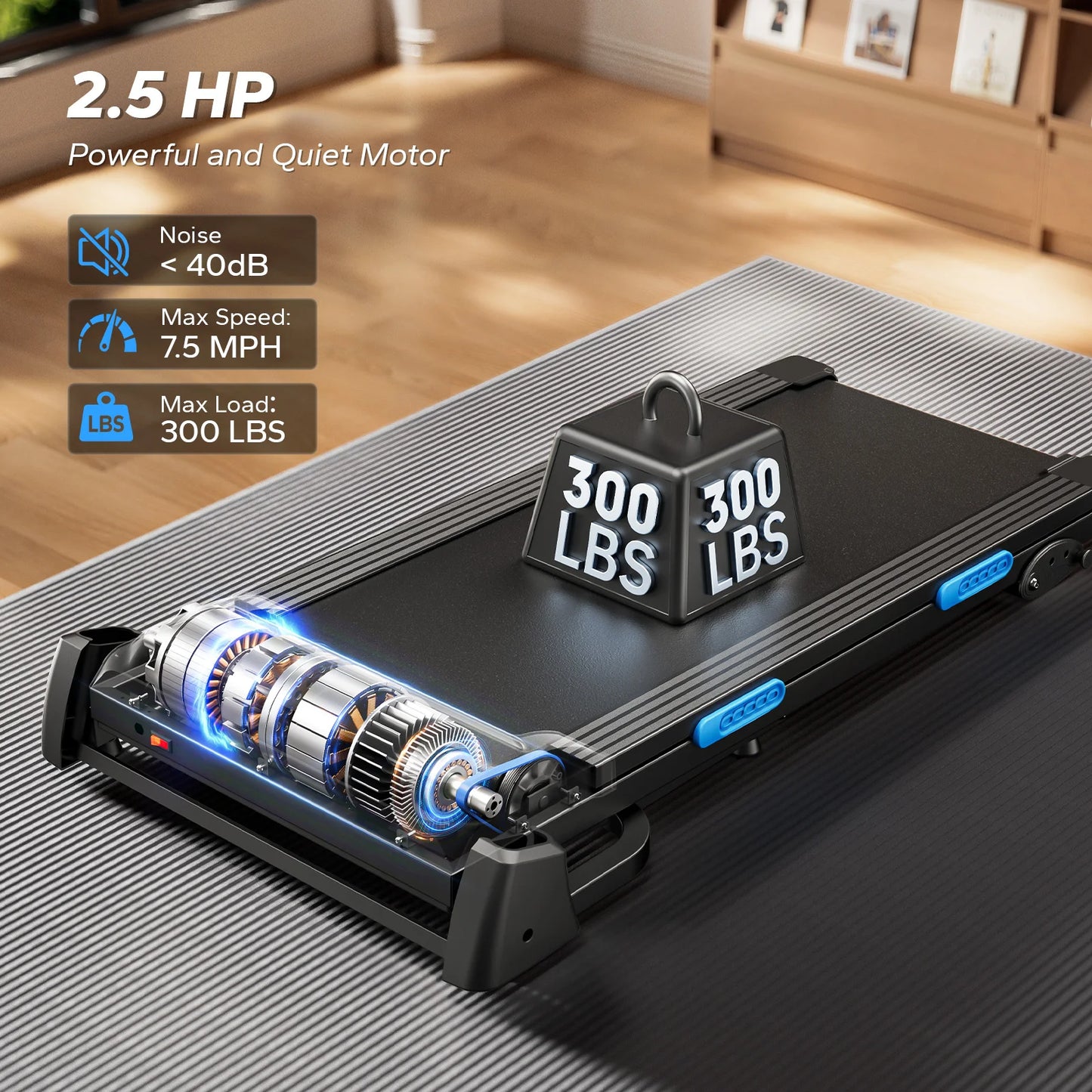 MERACH Foldable Treadmill T12B1 Incline Quiet Treadmills Double Deck Technology 4 Silicone Shock Cushion Heart Rate Monitoring