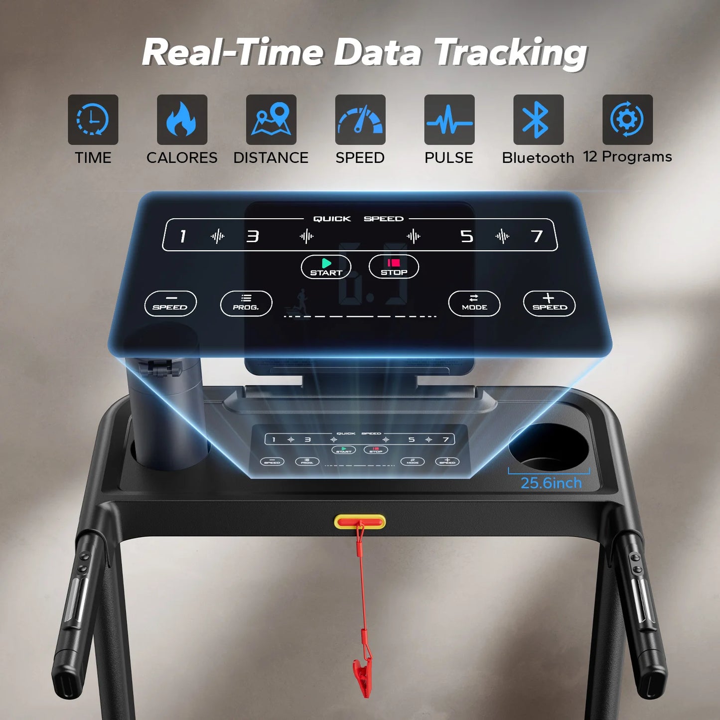 MERACH Foldable Treadmill T12B1 Incline Quiet Treadmills Double Deck Technology 4 Silicone Shock Cushion Heart Rate Monitoring
