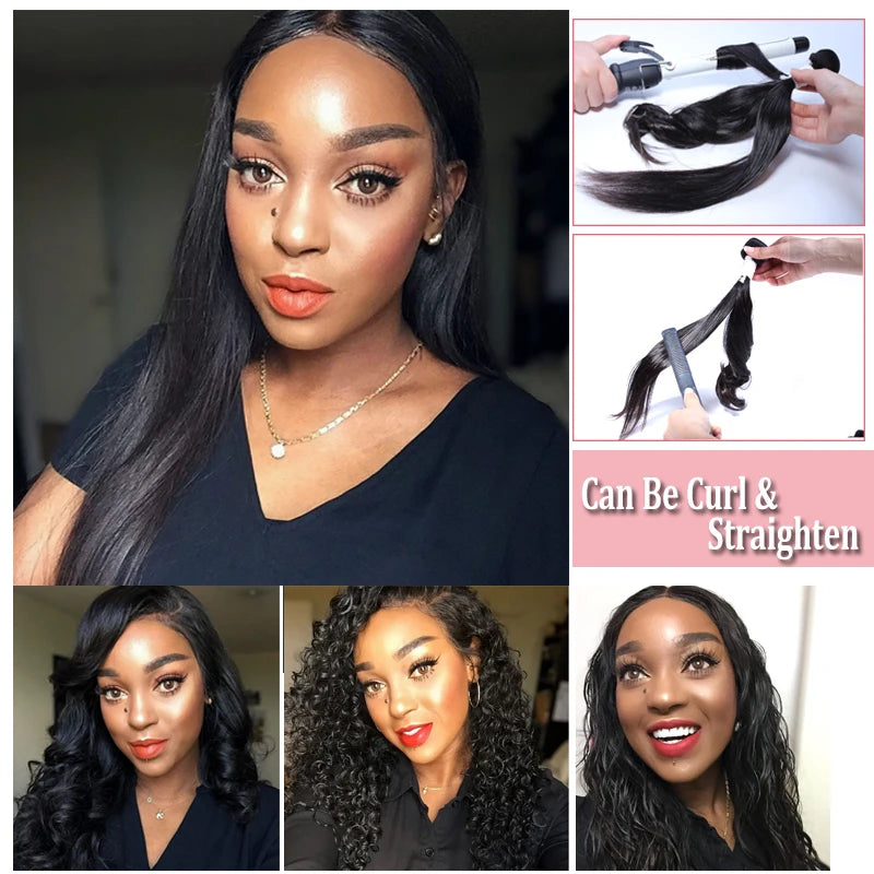 Ali Queen Hair Peruvian Straight Raw Virgin Human Hair Bundles 8"-28" Natural Color 3/4pcs Double Drawn Human Hair Extensions