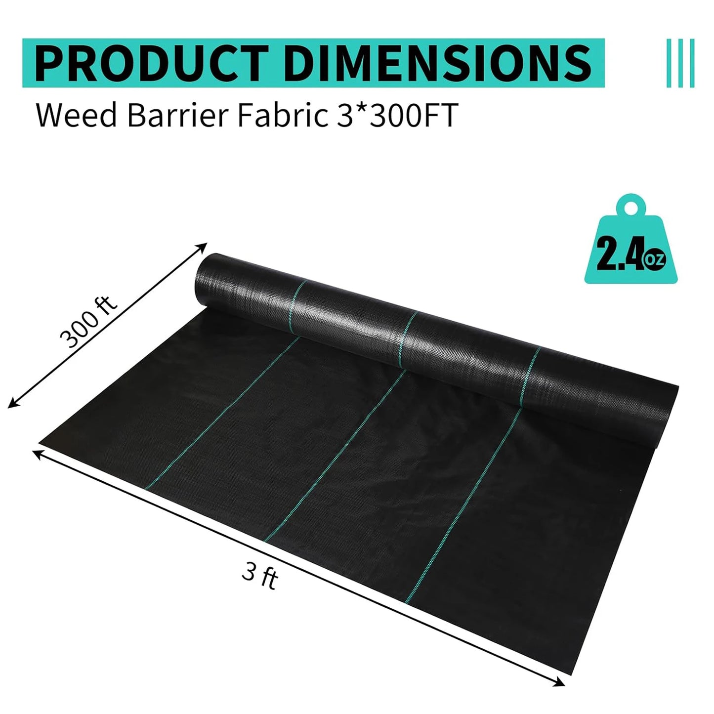 Weed Barrier Landscape Fabric Garden Fabric Woven Weed Control Driveway Geotextile Fabric Garden Cloth for Greenhouse Flower Bed