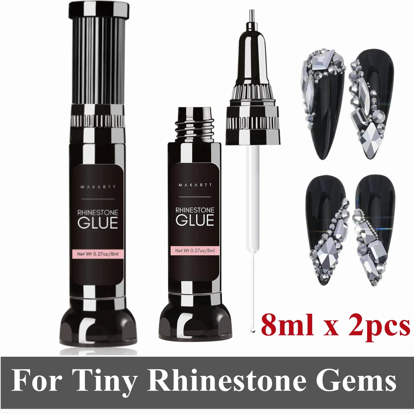 Makartt Nail Rhinestone Glue, Gel Nail Glue for Rhinestones for 3D Design Super Strong Adhesive Nail Gem Glue for Christmas DIY