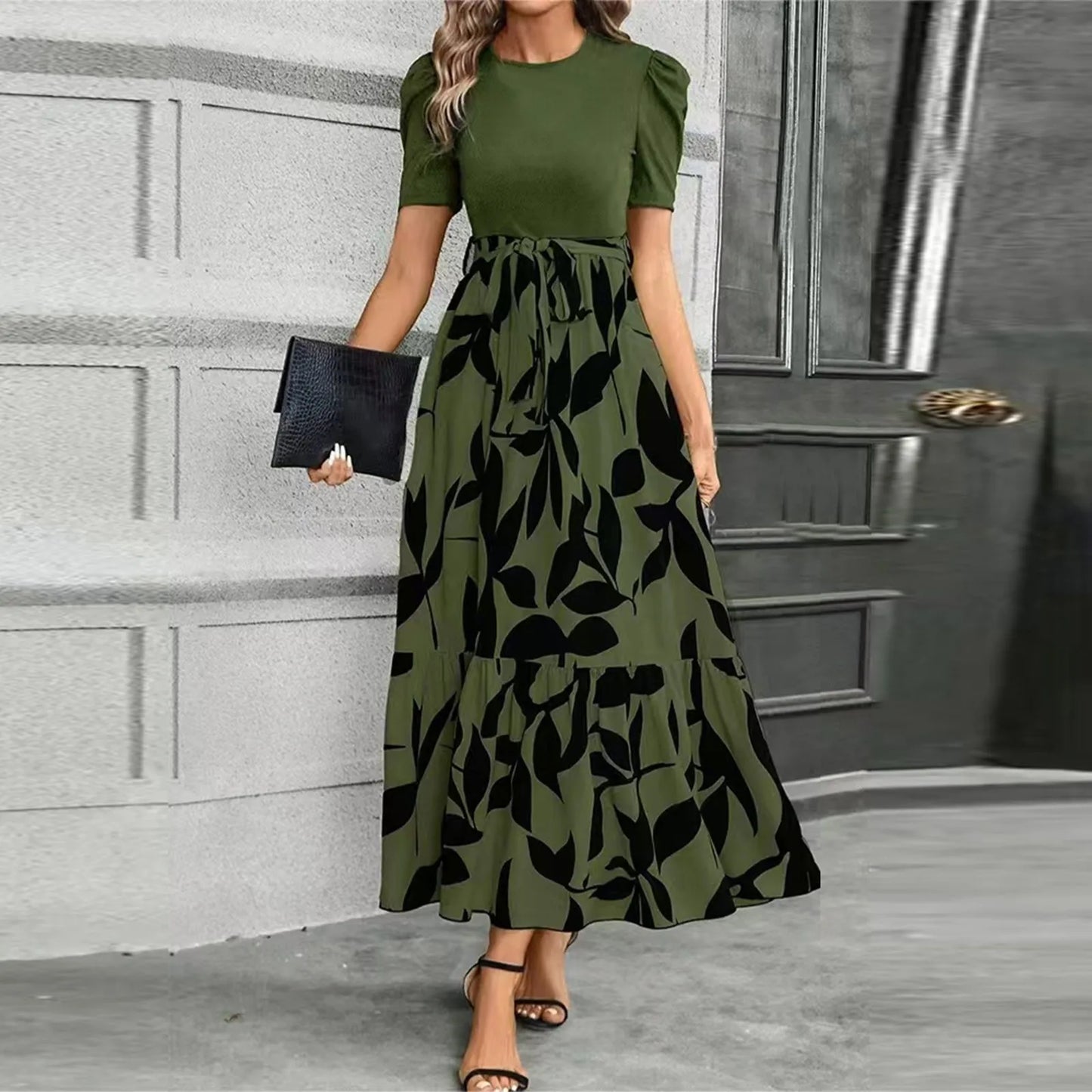 Women's Dresses High Waist Floral Print Dress Elegant Fashionable Maxi Sundress Casual Vintage Style For Spring Summer