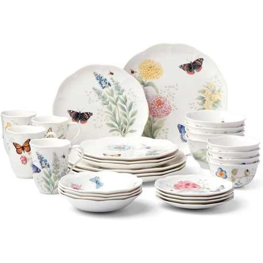 865075 Butterfly Meadow 28-Piece Dinnerware Set, White