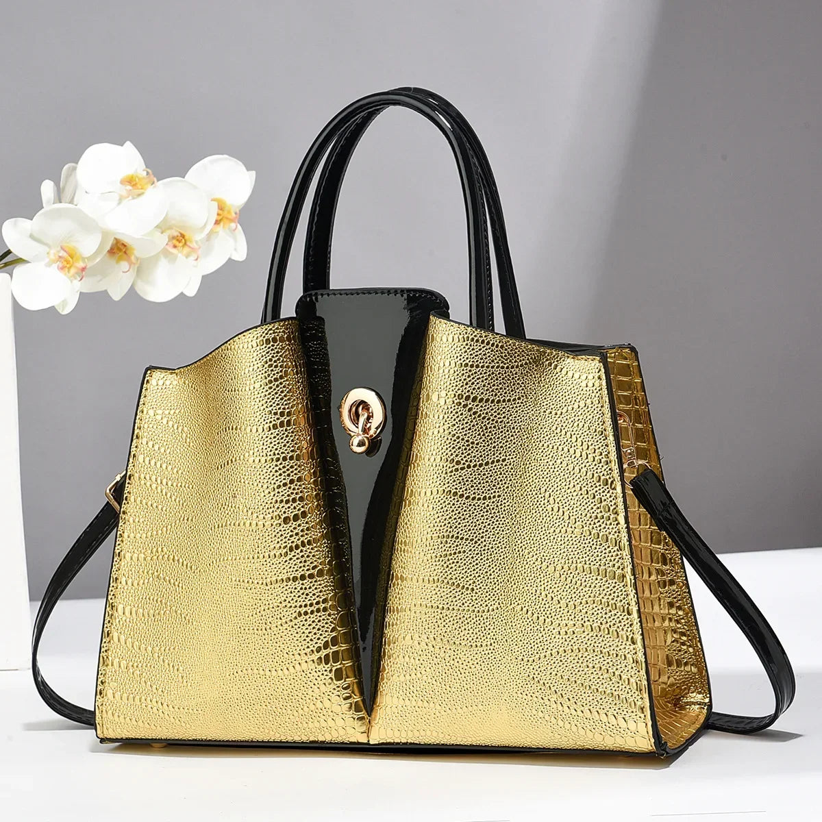 Classic Retro Crossbody Bag Fashionable Large Capacity Women'S Handbag Crocodile Pattern Shoulder Bag Commuting Tote Bag Women