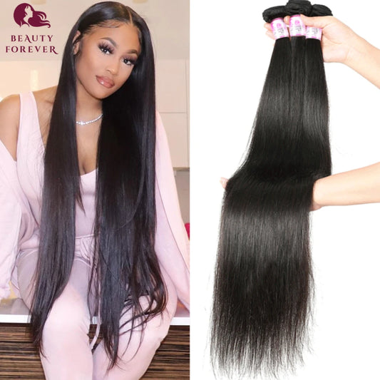 Beautyforever Body Wave Virgin Human Hair Bundles Deep Wave Thick 12A Brazilian Raw Virgin Hair Weave Straight 3/4 Bundles