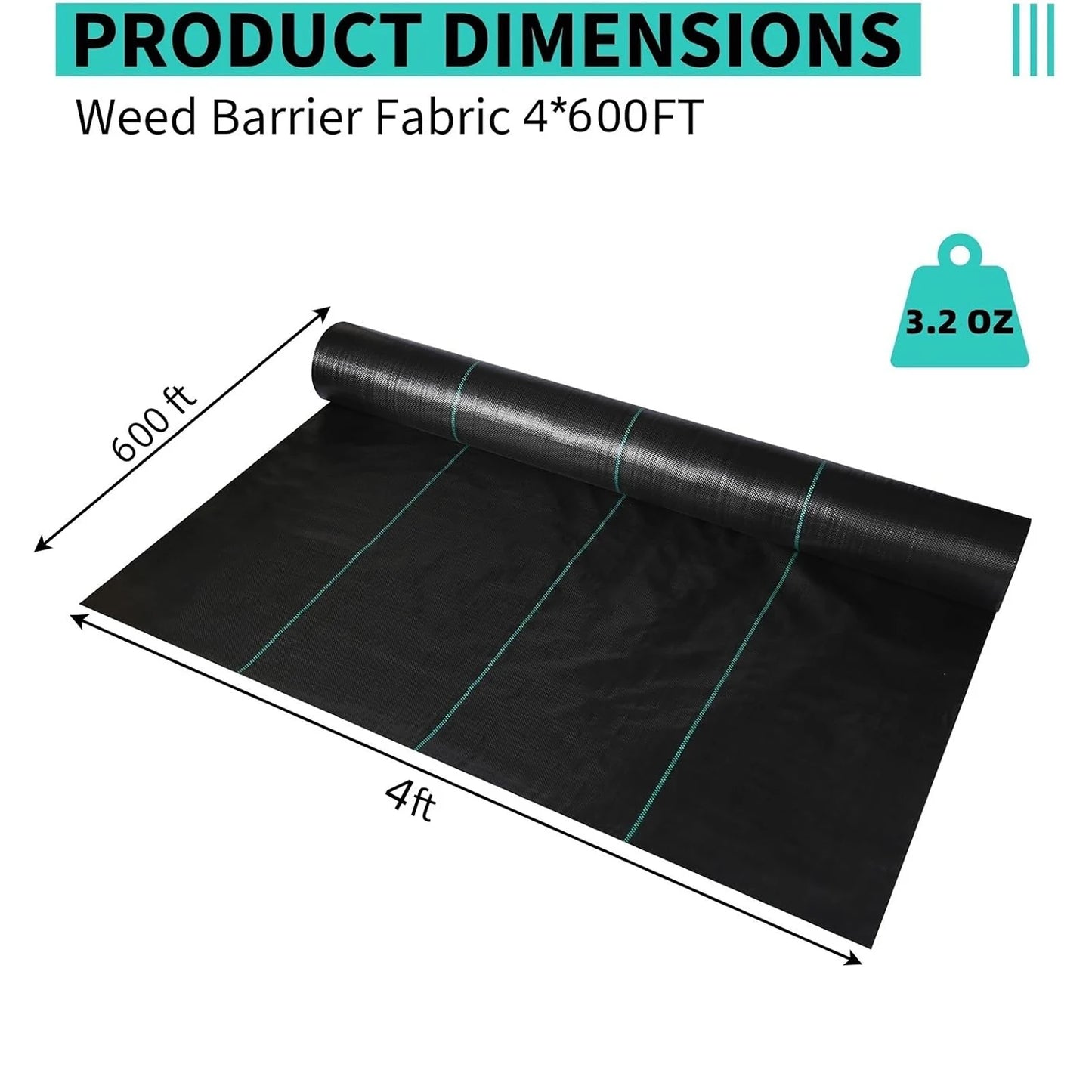 Weed Barrier Landscape Fabric Garden Fabric Woven Weed Control Driveway Geotextile Fabric Garden Cloth for Greenhouse Flower Bed