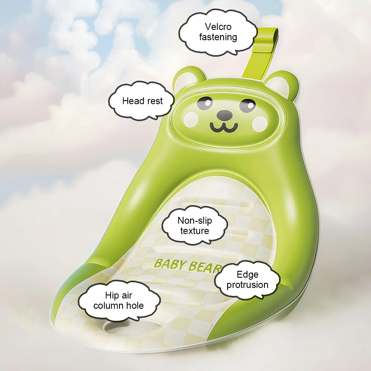 1PC Inflatable baby bathtub Portable Travel Shower Basin with Back Support, Deflates and Folds Easily