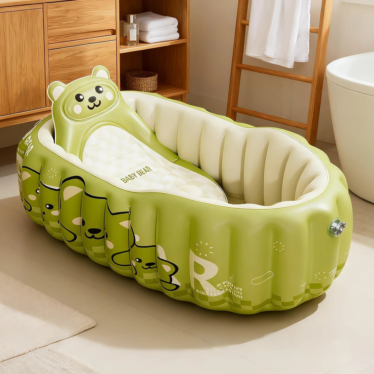 1PC Inflatable baby bathtub Portable Travel Shower Basin with Back Support, Deflates and Folds Easily
