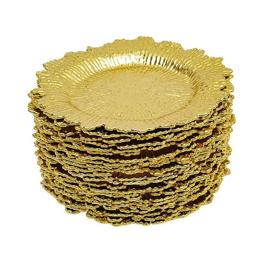 Serving Charger Plates, Wear-Resistant PP, Spill-Proof, Coral Reef Pattern, Easy to Clean and Stackable