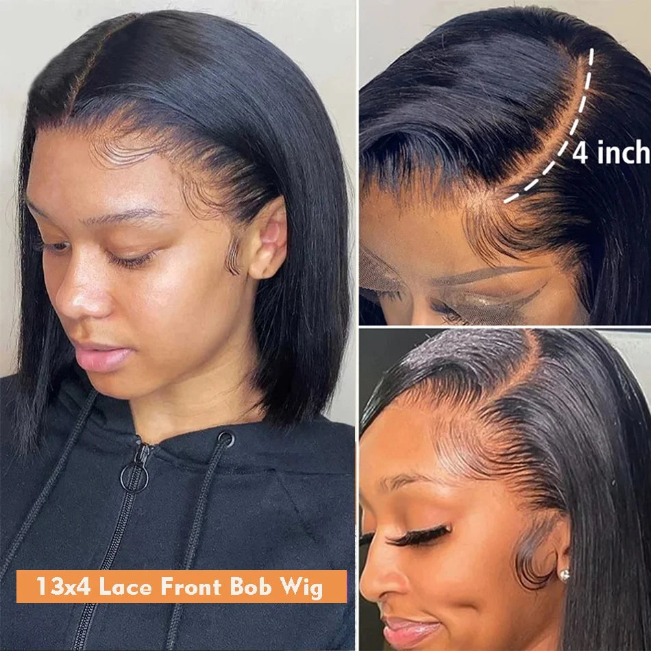 12 inch 200 Density Brazilian Straight Wig Human Hair 13x4 Bob Hd Lace Frontal Wig Short 13x6 Hd Lace Front Human Hair Wigs