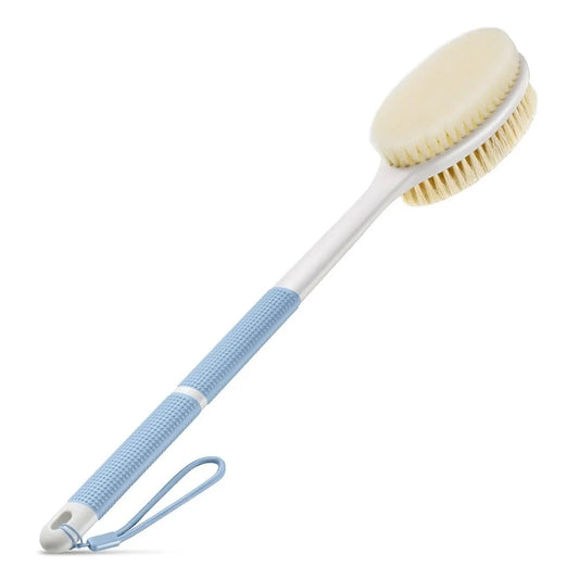 Back Scrubber Anti Slip for Shower,Shower Brush Long Handle with Stiff and Soft Bristles,Body Exfoliator for Bath (Blue)
