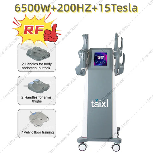 Ems body shaping machine new 15 Tesla high-power 6500w 4 handle pelvic stimulation pad optional