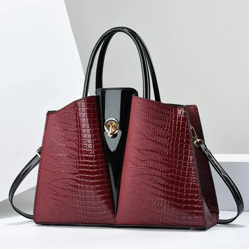 Classic Retro Crossbody Bag Fashionable Large Capacity Women'S Handbag Crocodile Pattern Shoulder Bag Commuting Tote Bag Women