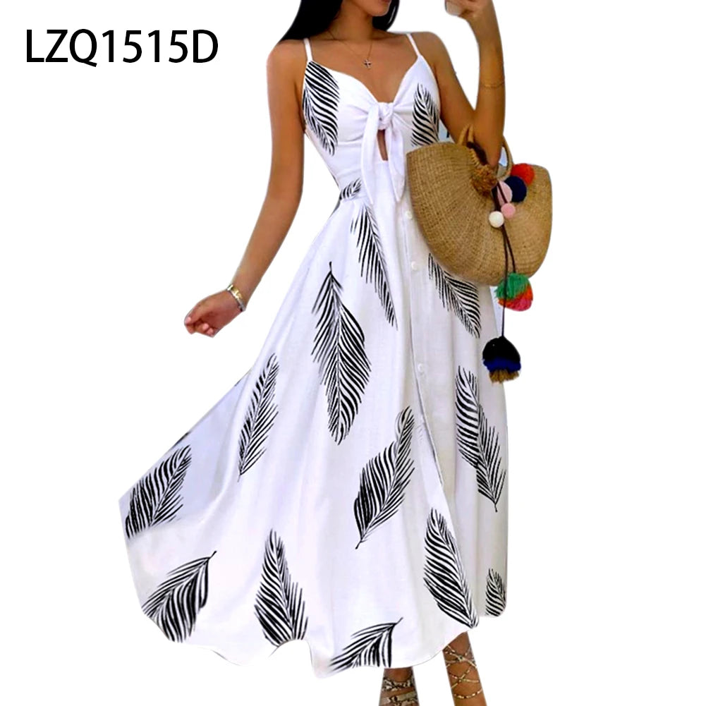 Women's Strappy Summer Dress,Simple Sleeveless Leaf Sundress, Beach V-Neck Dress for summer clothes,Casual summer outfits