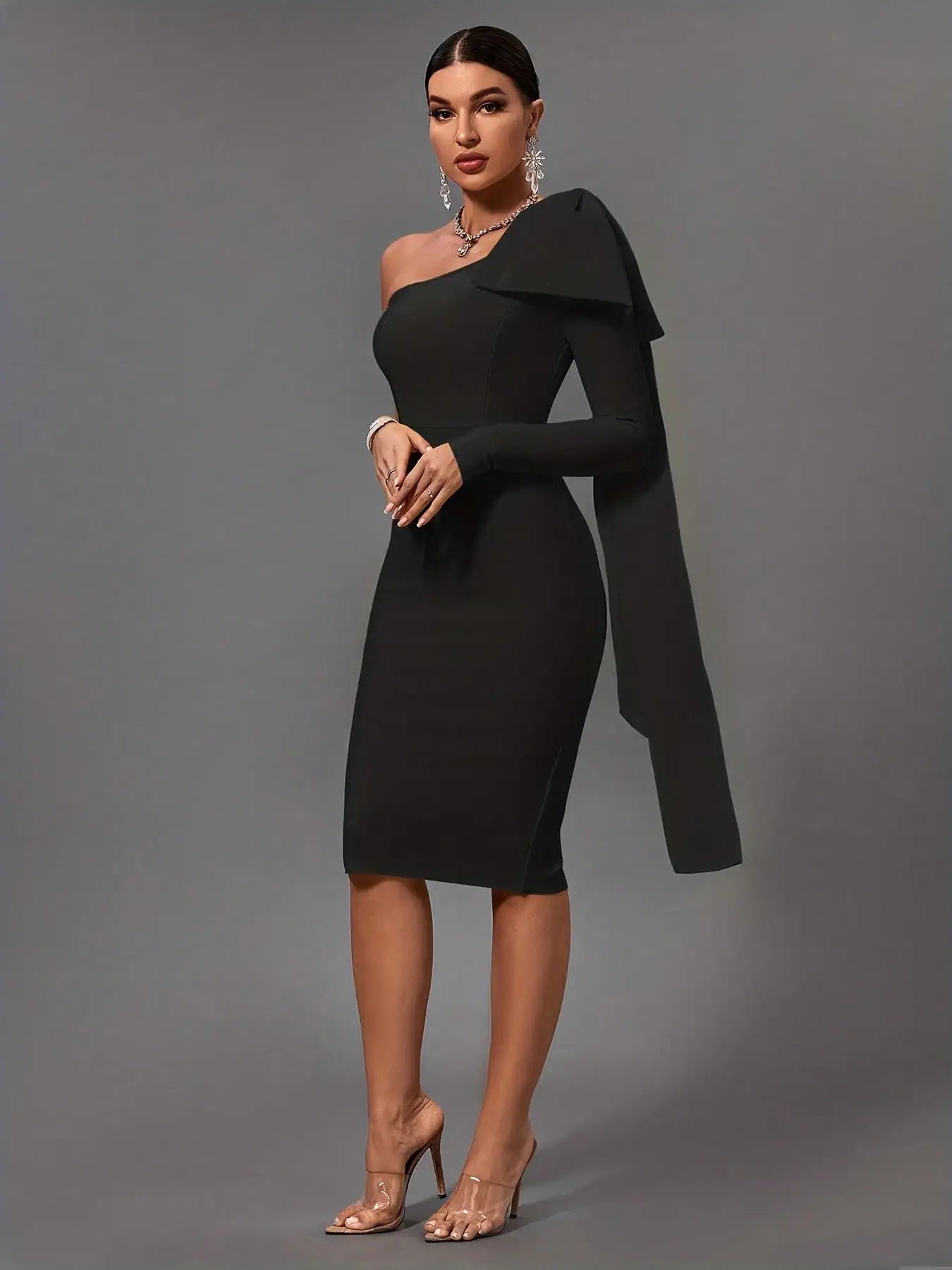 Bandage Dress Black Bodycon Dress Evening Party Elegant Sexy One Shoulder Birthday Club Outfit 2022 Summer New Arrival