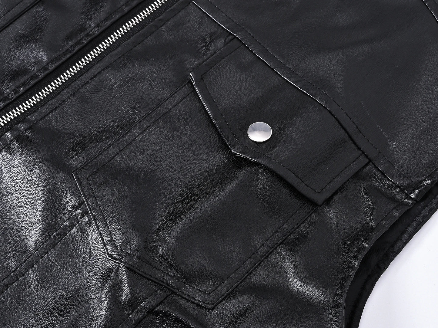 Men's Motorcycle Faux Leather Vest Sleeveless Style Coat Collarless Fashion Rock Waistcoat Halloween Jacket