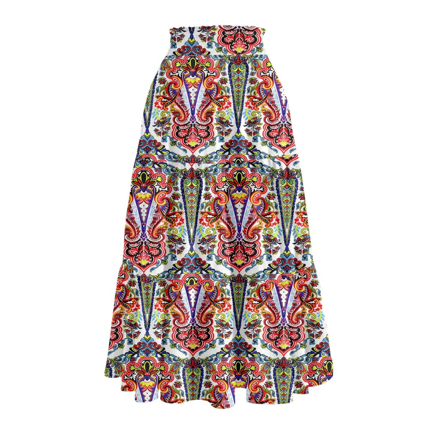 Womens Maxi Skirt Drawstring High Waisted Summer Long Skirts Lightweight Tiered Flowy Floral Pleated Skirts Vestidos Para Mujer