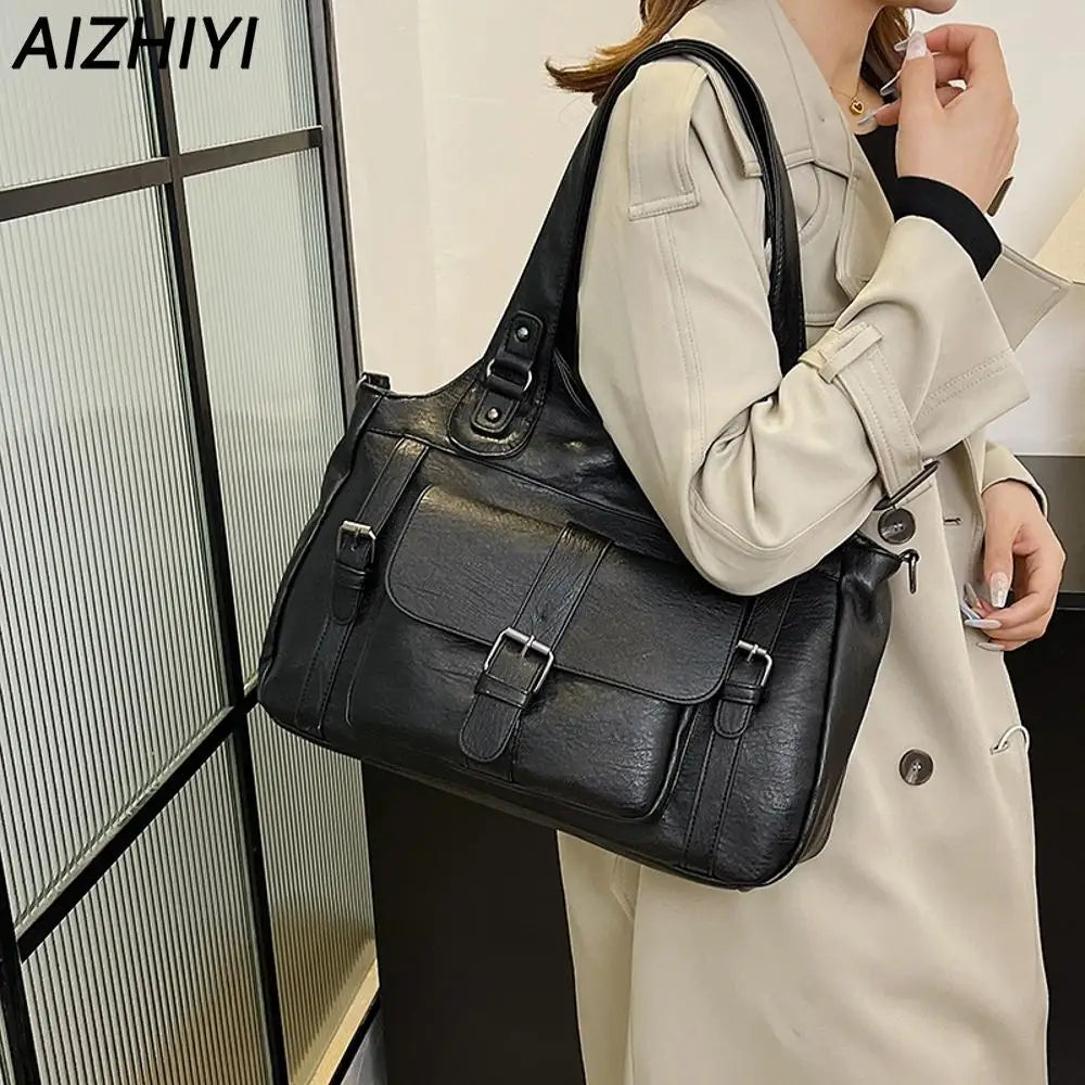 Luxury Shoulder Bag for Women Causal Tote Handbags Female PU Leather Tote Bag Ladies Designer Commuter Crossbody Messenger Bag
