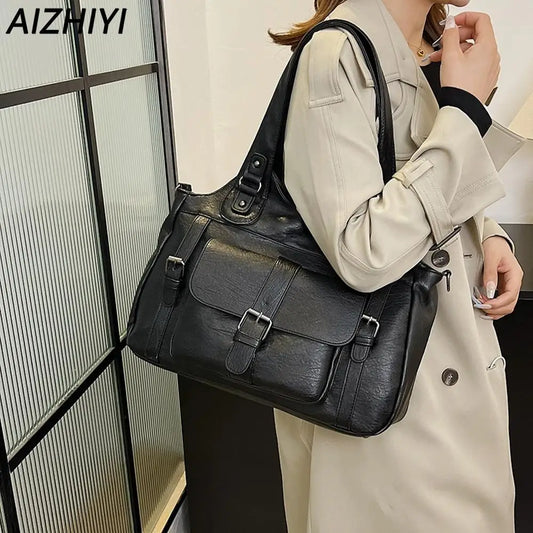 Luxury Shoulder Bag for Women Causal Tote Handbags Female PU Leather Tote Bag Ladies Designer Commuter Crossbody Messenger Bag