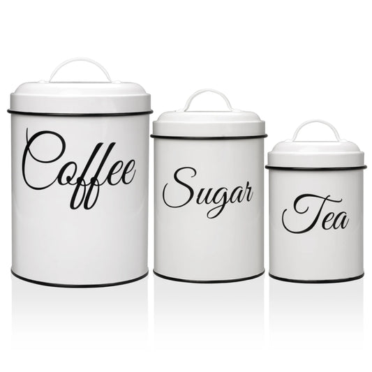 3pcs Canister Set for Kitchen Counter, Airtight White Vintage Canisters Sets Kitchen Decor, for Coffee Organization and Storage