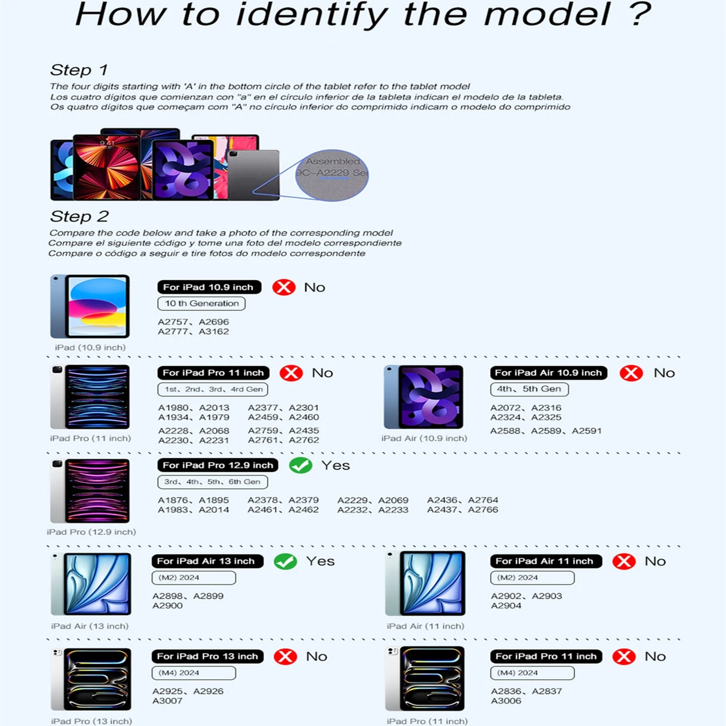 Magic Keyboard Folio For iPad Pro 12.9 Inch 6th 5th 4th 3rd 2018 2020 2021 2022 Air 13 M2 Tablet Smart Cover Case Multi-touch