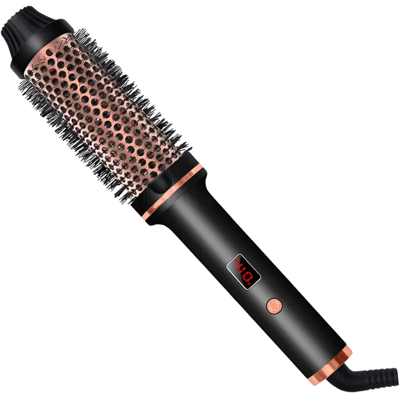 Heated Round Brush 1.5 Inch Thermal Brush Heating Curling Iron Brush Volumizing Brush Ceramic Curling Comb Travel Curling Iron