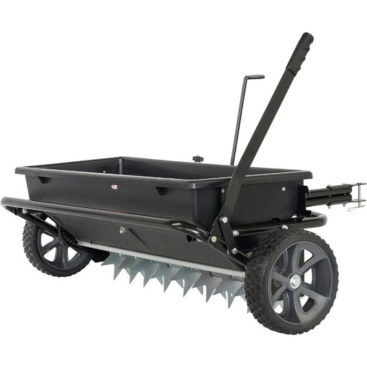 Tow-Behind Lawn & Garden Spiker/Seeder/Drop Spreader for Seed,Fertilizer, Salt, Ice Melt; Designed to Pull Behind Lawn & Garden