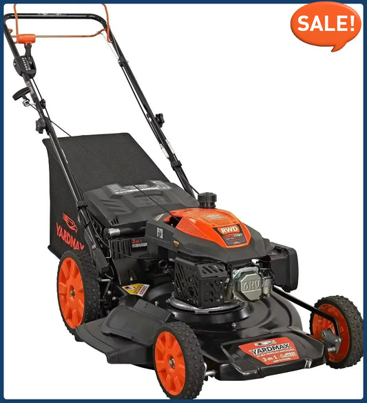 22 in 201cc Select PACE 6 Speed CVT High Wheel RWD 3-in-1 Gas Walk Behind Self Propelled Lawn Mower, Black