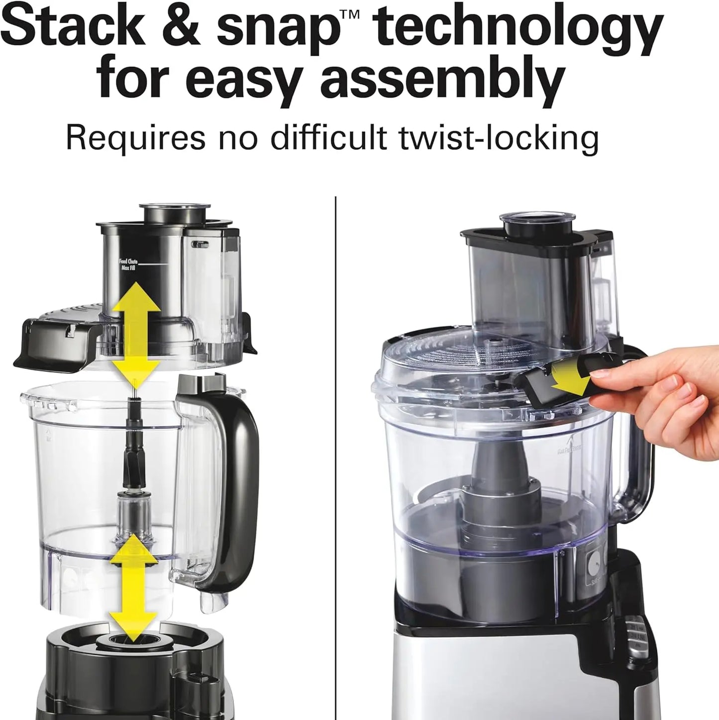 Food Processor and Vegetable Chopper, BPA Free, Stainless Steel Blades, 12 Cup Bowl, 2-Speed 450 Watt Motor, Black (70725A)