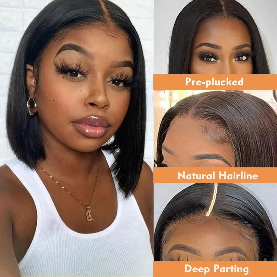 12 inch 200 Density Brazilian Straight Wig Human Hair 13x4 Bob Hd Lace Frontal Wig Short 13x6 Hd Lace Front Human Hair Wigs