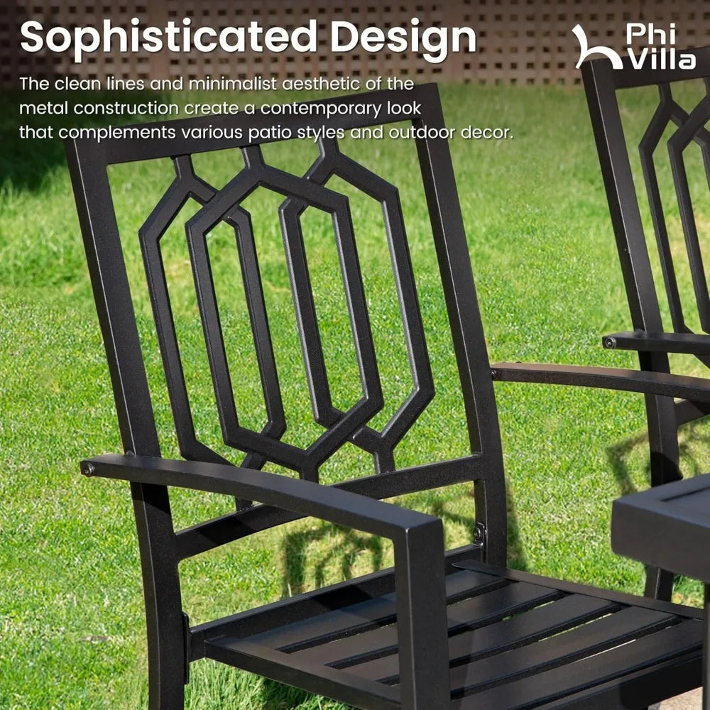 5-Piece Metal Patio Outdoor Table and Chairs Outdoor Dining Set - 37"Square Patio Table w/1.57"Umbrella Hole and4Backyard Garden