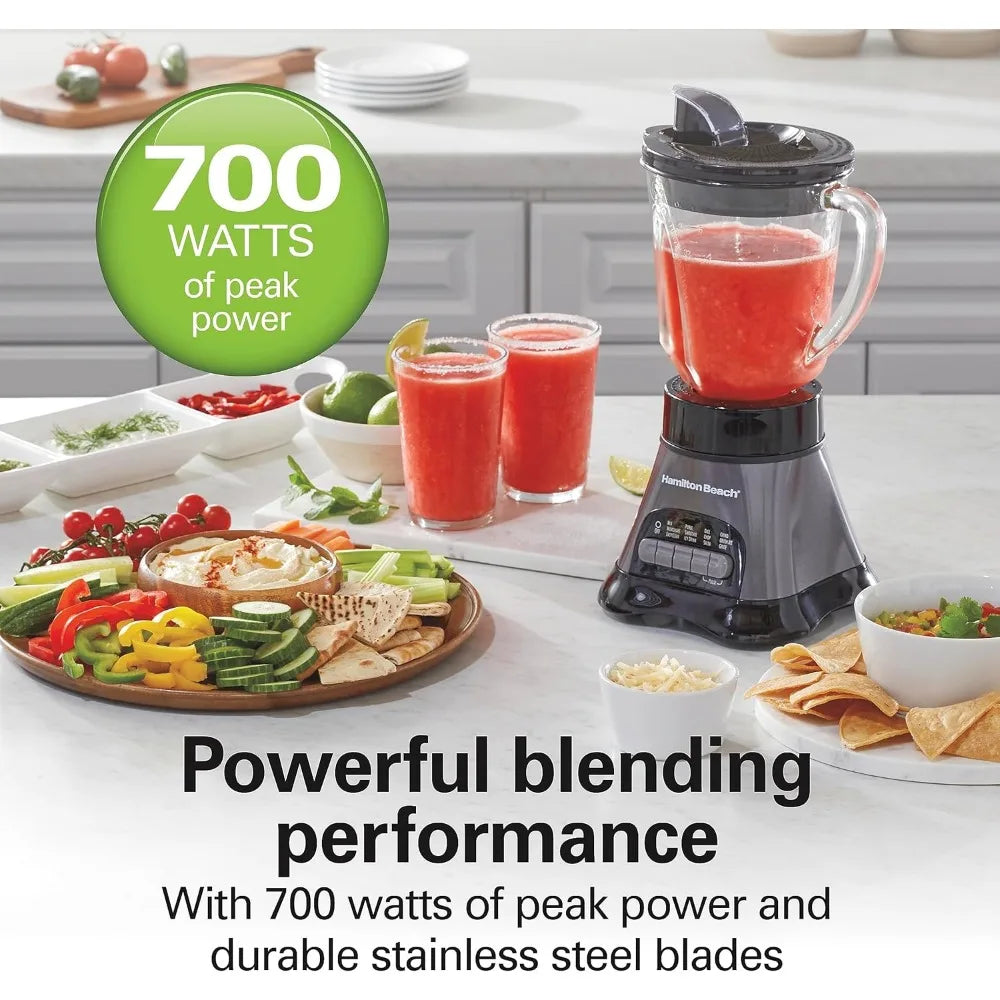 Blender for Shakes and Smoothies & Food Processor Combo,With 40oz Glass Jar, Portable Blend-In Travel Cup,700 Watts,Gray & Black