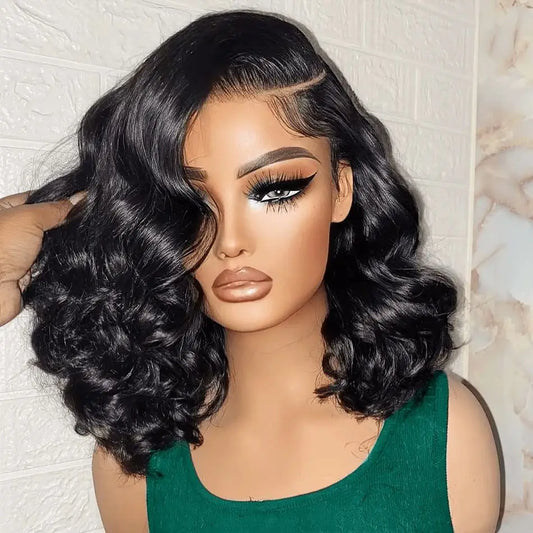 13x4 Bob Body Wave Wig 200% Density Brazilian Virgin Remy Human Hair Wig HD Transparent Lace Frontal Wigs Brazilian for Women