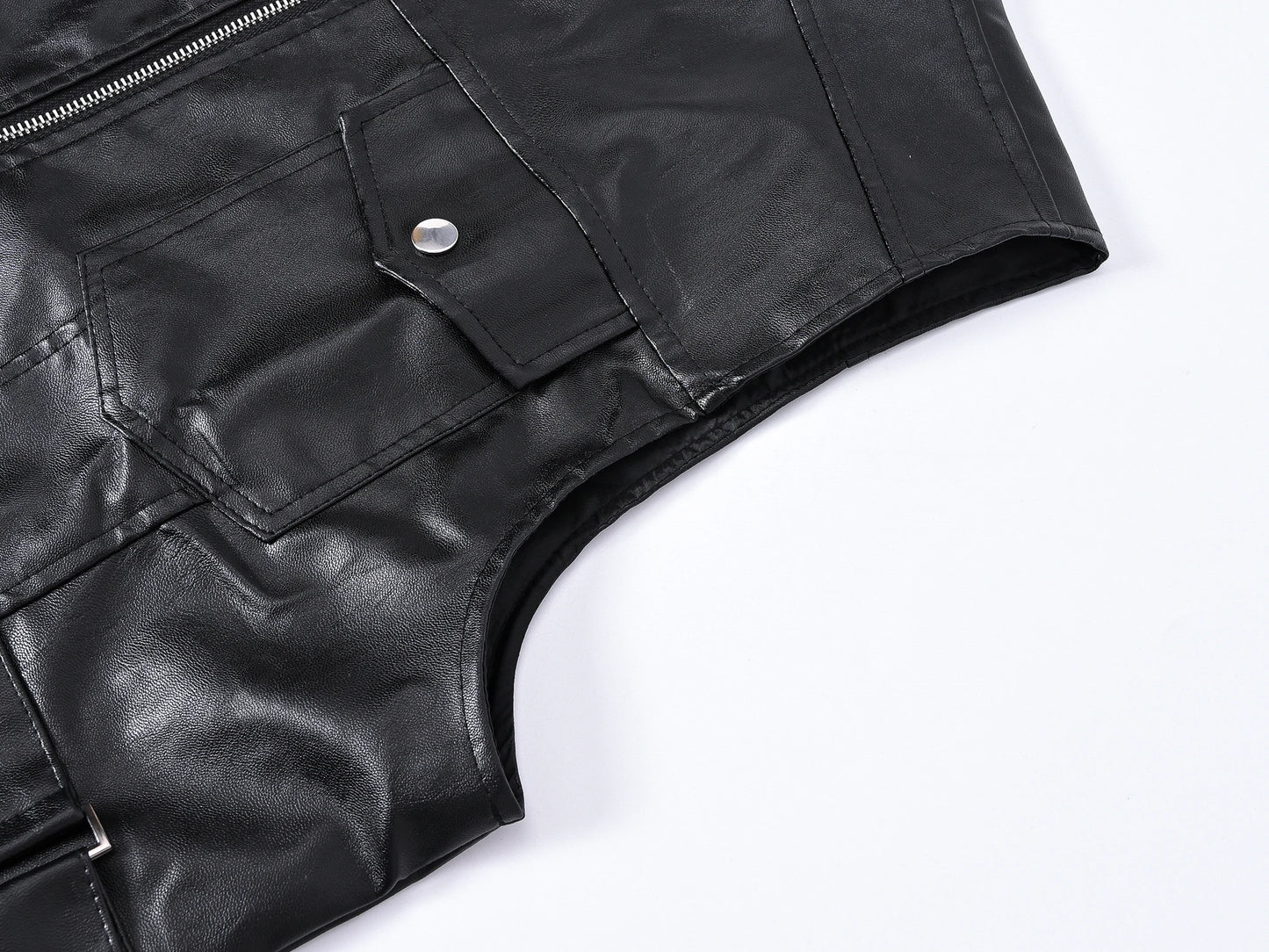 Men's Motorcycle Faux Leather Vest Sleeveless Style Coat Collarless Fashion Rock Waistcoat Halloween Jacket
