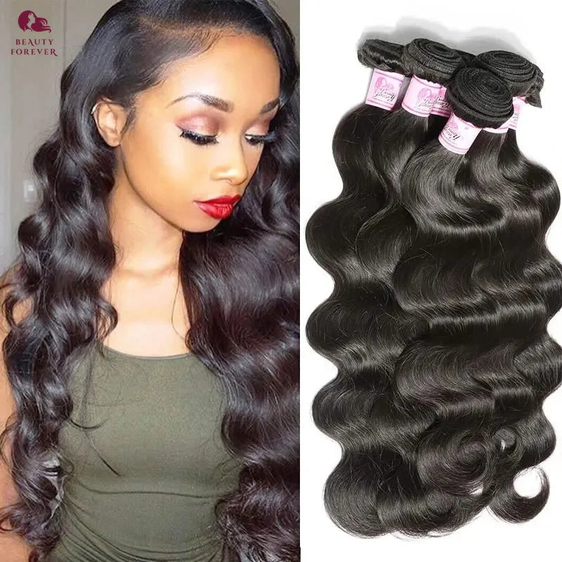 Beautyforever Body Wave Virgin Human Hair Bundles Deep Wave Thick 12A Brazilian Raw Virgin Hair Weave Straight 3/4 Bundles