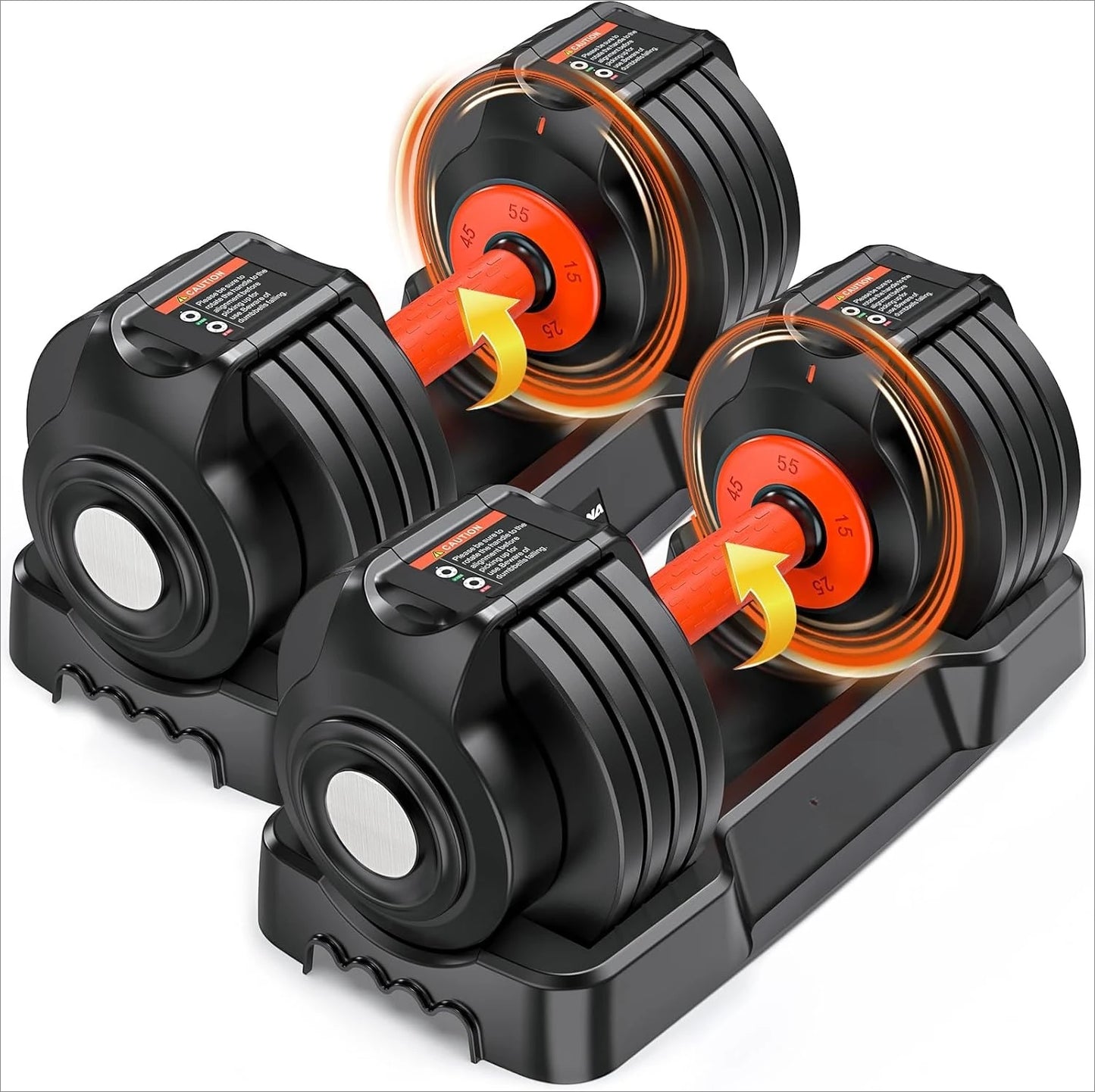 Adjustable Dumbbells Set, 25lbs/55lbs Dumbbell with Anti-Slip Handle, Quick Adjust 5-in-1 Weights Set, Compact Home