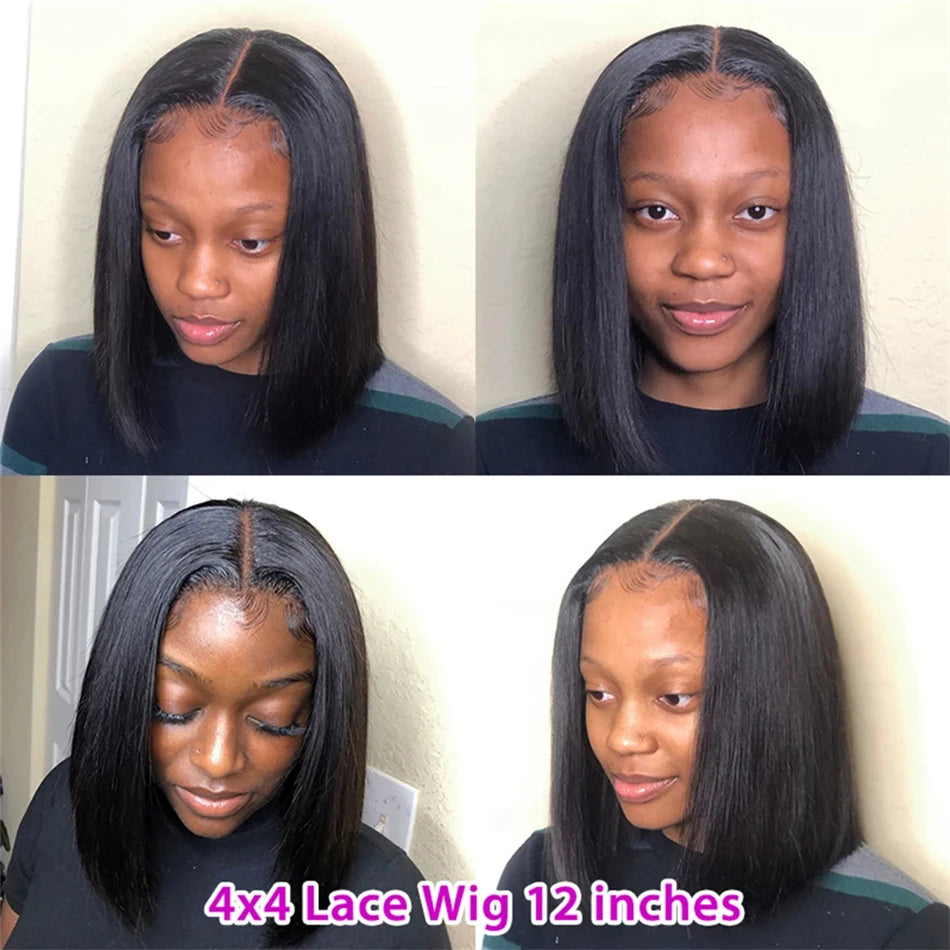 12 inch 200 Density Brazilian Straight Wig Human Hair 13x4 Bob Hd Lace Frontal Wig Short 13x6 Hd Lace Front Human Hair Wigs