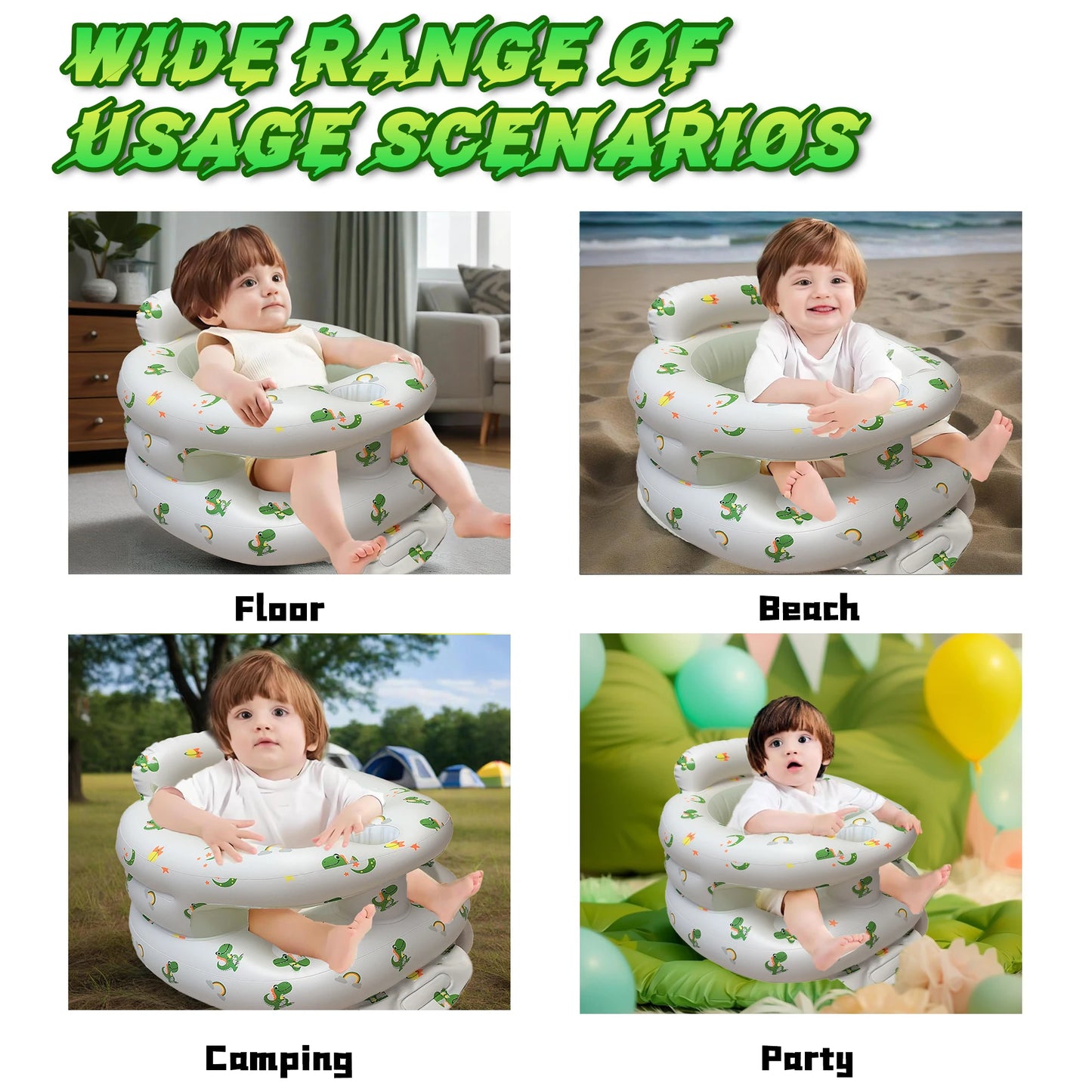 2025 New Inflatable Baby Seat with Full Enclosure, Comfortable PVC Sit Me Up Baby Chair, Built in Air Pump Blow Up Sitting Sofa