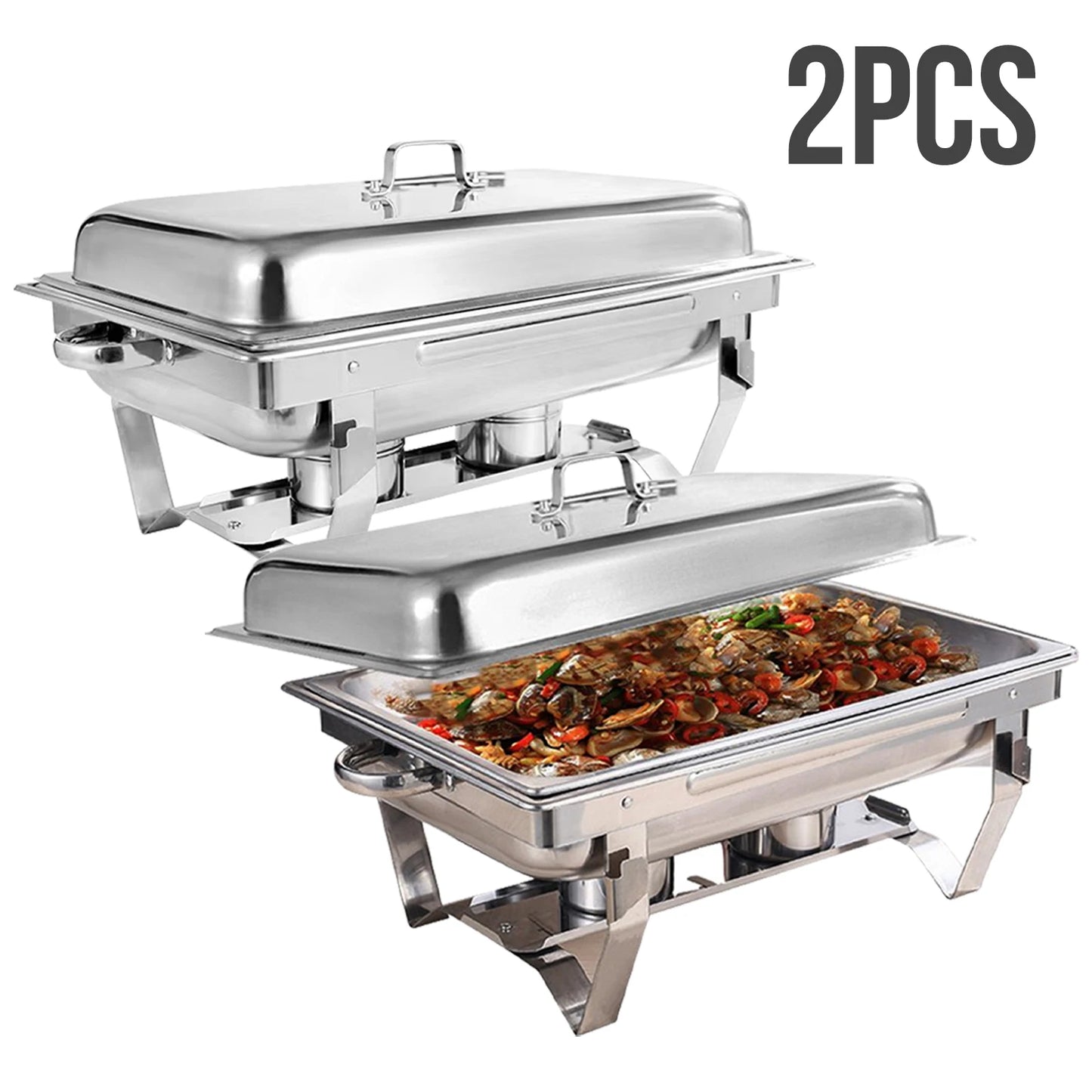 Chafing Dish Buffet Set 8QT Electric Stainless Steel 2/4/6Pack Full Size Pans Food Warmer Chafing Fuel Holder for Party Catering