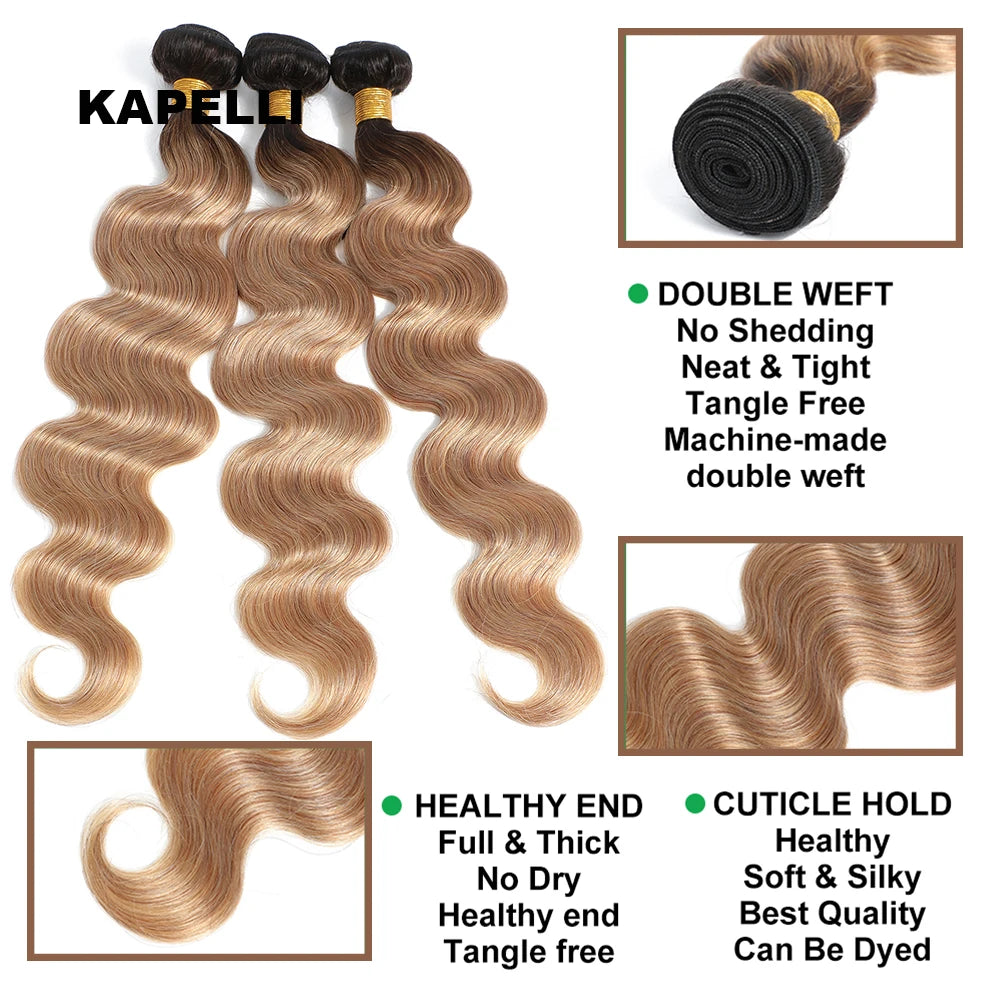 Body Wave Ash Blonde Bundles Human Hair 3 bundle Wavys Weave Extensions Human Blonde Hair Extensions Brazilian 100% Unprocessed