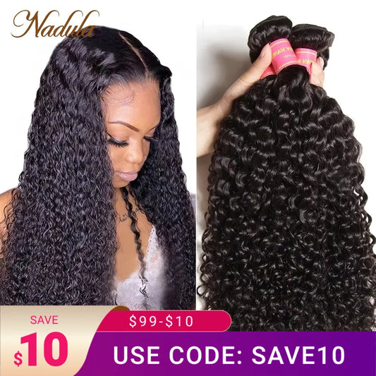 Nadula Hair Brazilian Curly Hair Weave 3 Bundles/4PCS Brazilian Hair Bundles Deal Curly Virgin Human Hair Extensions 8-26inch