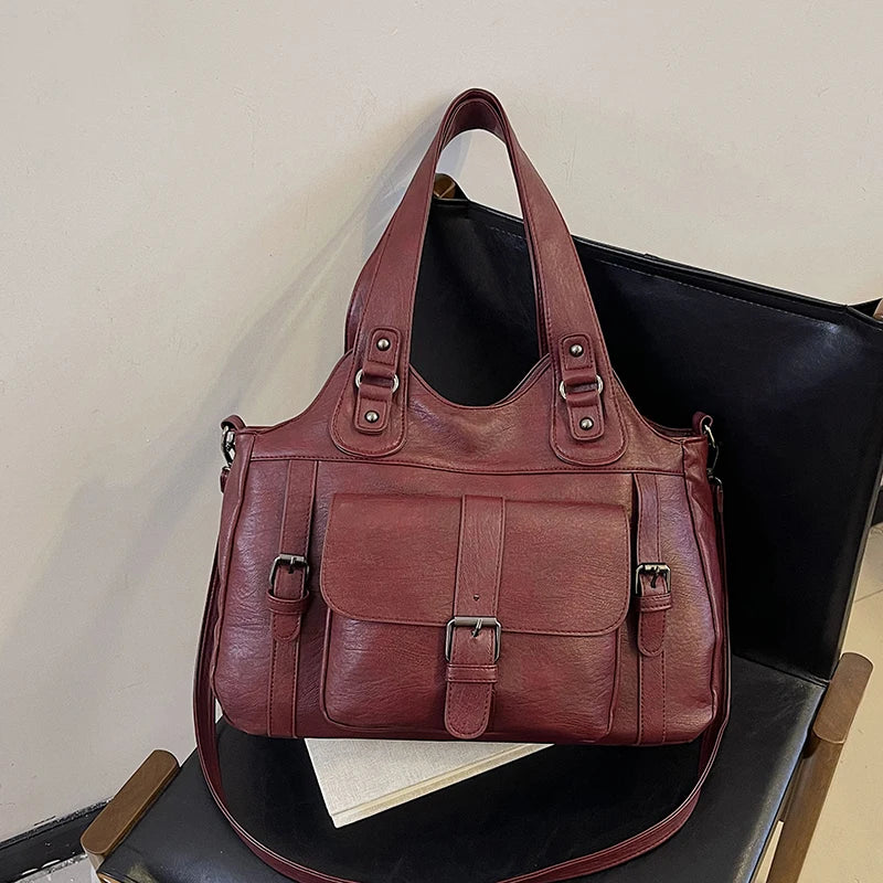 Luxury Shoulder Bag for Women Causal Tote Handbags Female PU Leather Tote Bag Ladies Designer Commuter Crossbody Messenger Bag