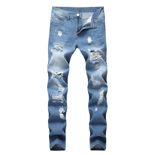 Men's Denim Jeans Ripped Straight Fit Jeans for Men Casual party cowboy long pants 403