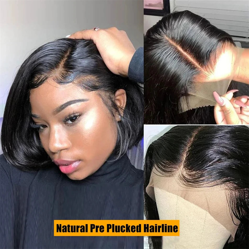 12 inch 200 Density Brazilian Straight Wig Human Hair 13x4 Bob Hd Lace Frontal Wig Short 13x6 Hd Lace Front Human Hair Wigs