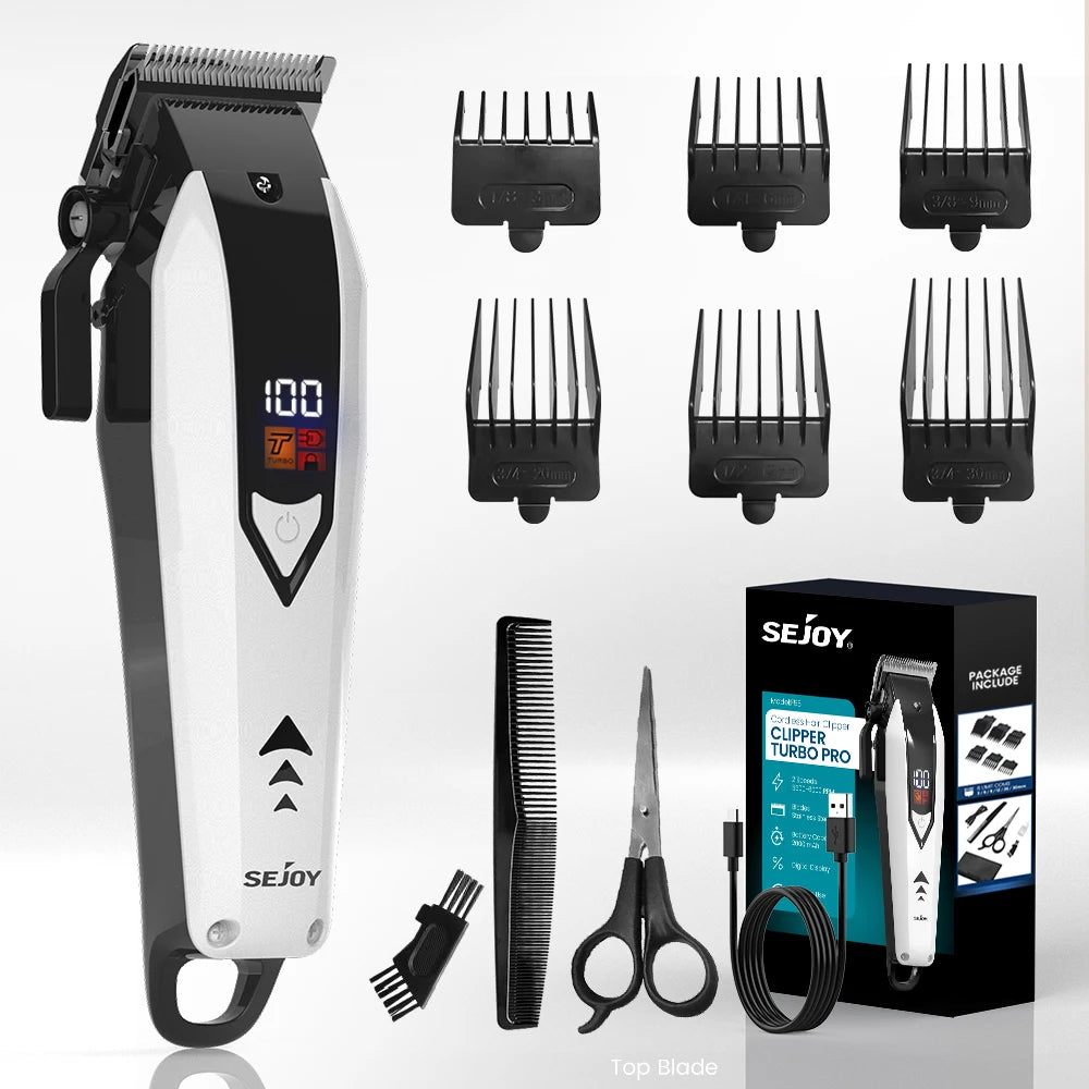 Sejoy Professional Hair Clipper Kit Adjustable Electric Shaver Hair Cutting Machine Rechargeable Men’s Cordless Trimmer F58