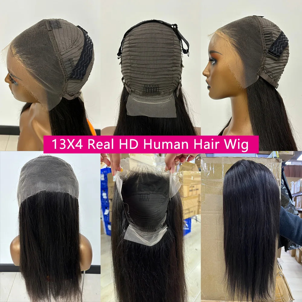 Queenlike Real Hd Lace Frontal Human Hair Wigs for Women Pre Plucked 13x4 Straight Scalp Invisible Strap Hd Lace Human Hair Wig