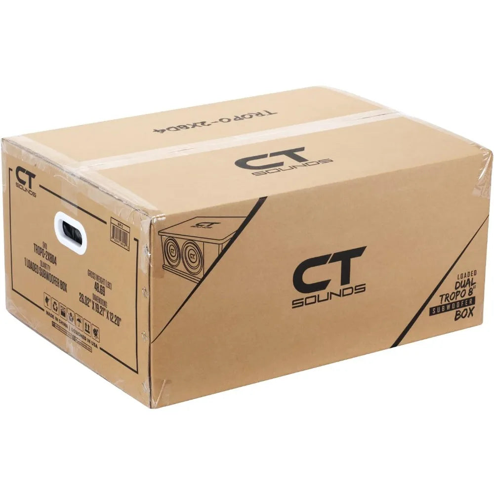 CT Sounds Dual 8” 1600W Loaded Tropo Series Ported Car Subwoofer Box - TROPO-2X8D4