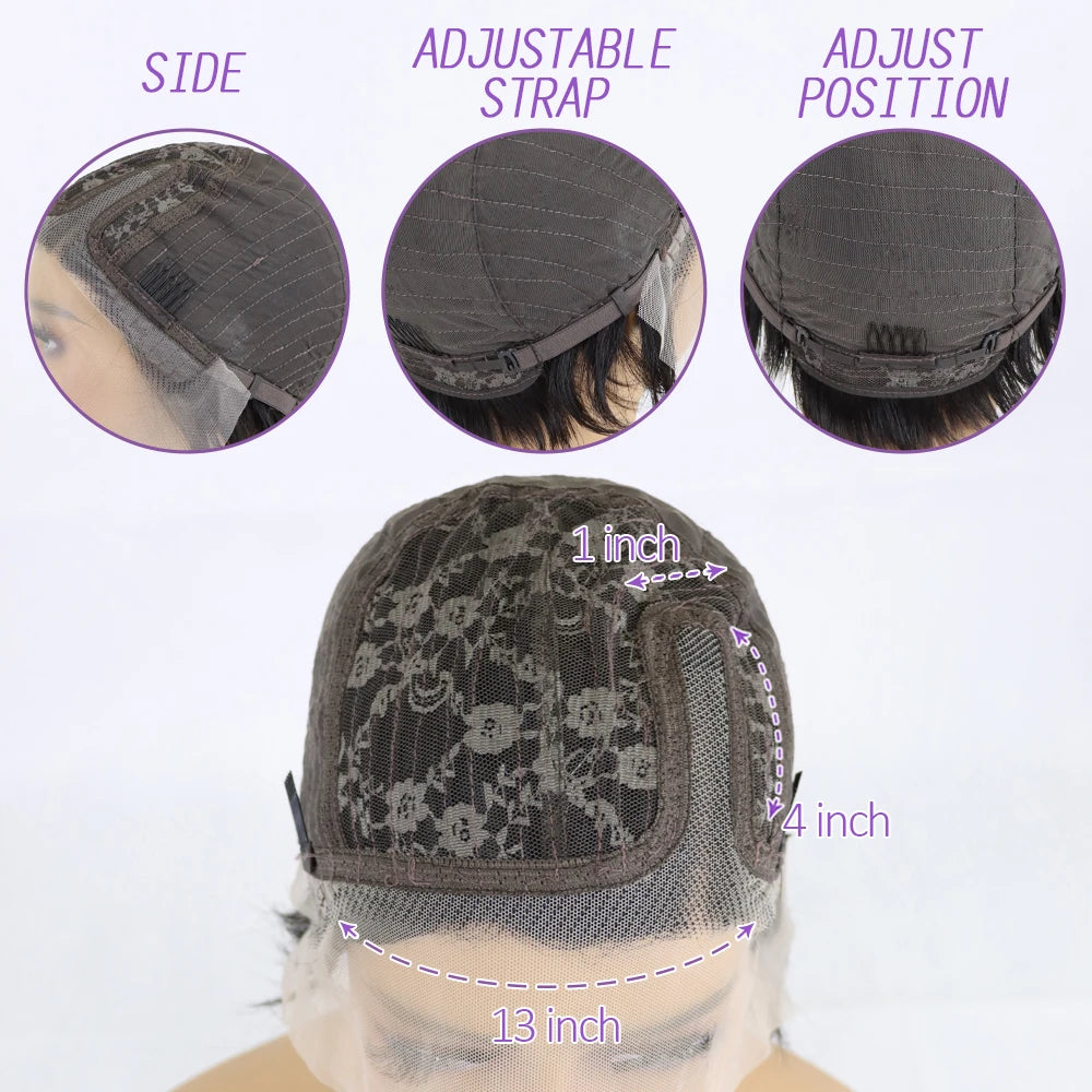 Short Bob Lace Pixie Cut Wigs Deep Wave T Part Lace Front Wig For Women Natural Color Human Hair Lace Wigs