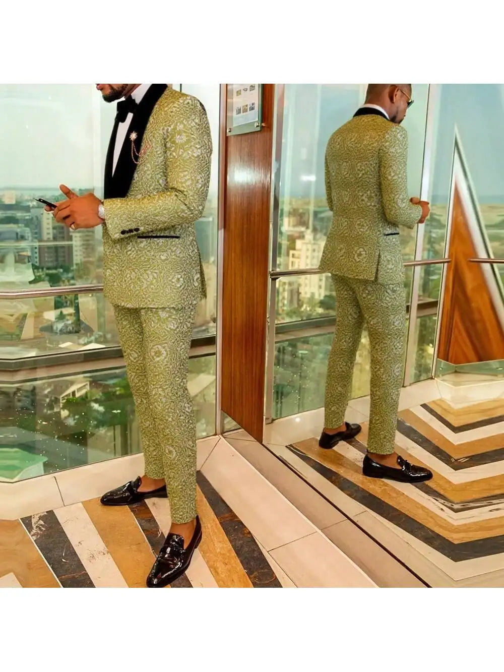 Mens Suits Tuxedo Suit Set Slim Fit 2 Piece Luxurious Party Dinner Jacket Pants