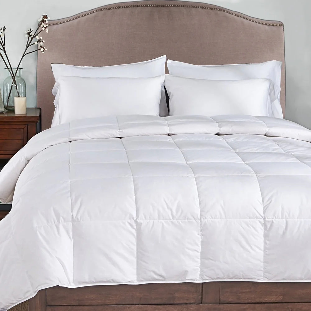 Ultra Warm White Goose Nano Down Feather Comforter King Size Hypoallergenic Cotton 233 Thread Count Soft Cozy Bedding
